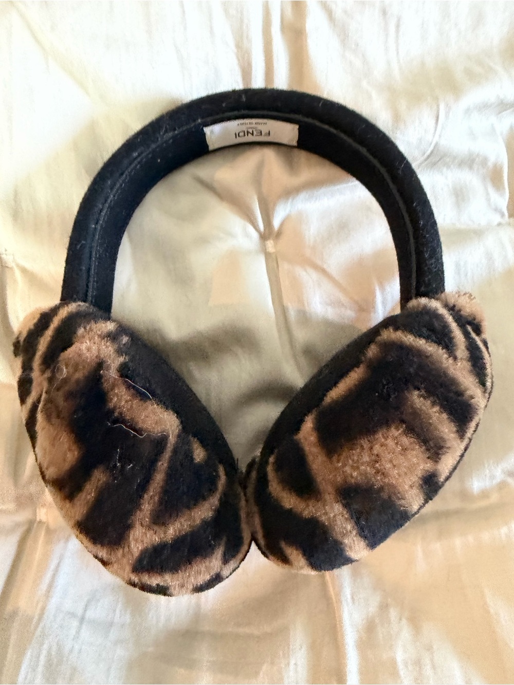 Fendi Leopard Print Faux-Fur Earmuffs - Black & Brown